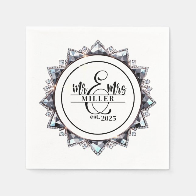Guardanapo De Papel Mr. & Mrs. Custom Name  Napkins (Frente)