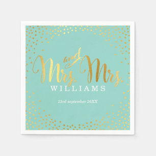 Guardanapo De Papel MRS & MRS NA MODA WEDDING MESA confetti gold Mint