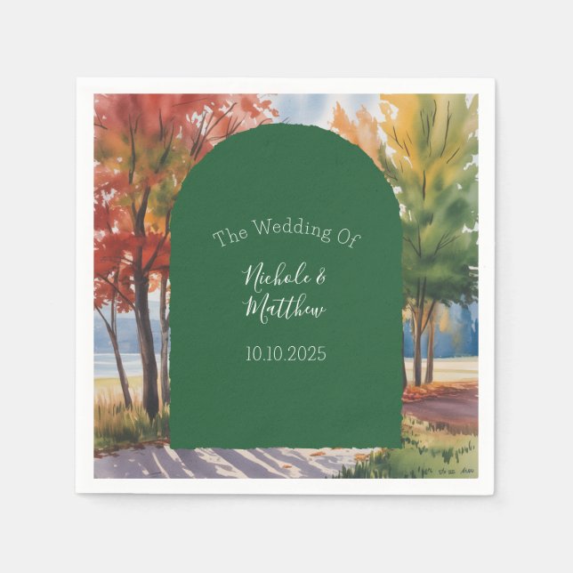 Guardanapo De Papel Mudança de queda do casamento de folhas (Frente)