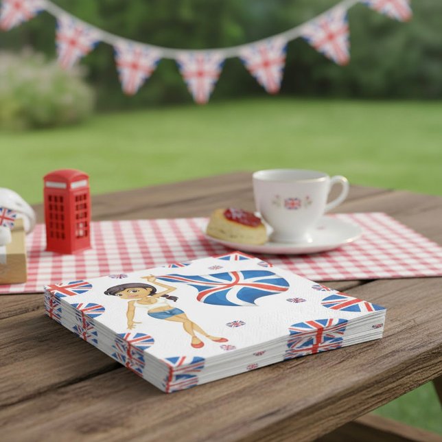 Guardanapo De Papel Mulher Acenando Uma Bandeira Napkins (Criador carregado)