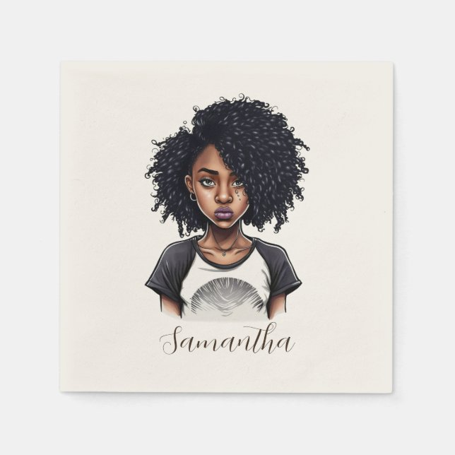 Guardanapo De Papel Mulher Afro Chic e Classy (Frente)