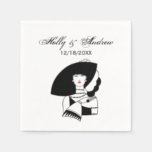 Guardanapo De Papel Mulher Art Déco de Grande Chapéu Luvas RL