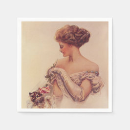 Guardanapo De Papel Mulher bonito segurando um Kitten (por Harrison Fi