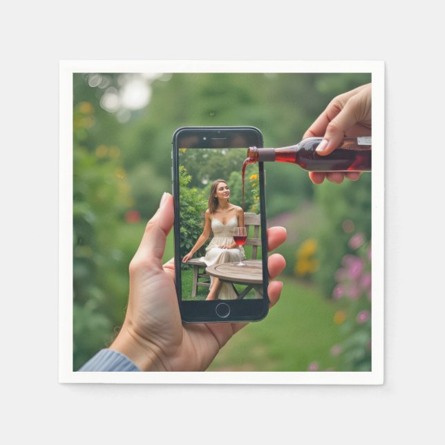 Guardanapo De Papel Mulher Celular Com Vinho Vazio (Frente)