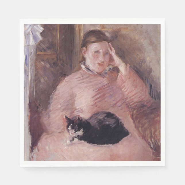 Guardanapo De Papel Mulher com gato (de Edouard Manet) (Frente)