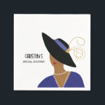 Guardanapo De Papel Mulher do Chá de panela Black Hat dos anos 30<br><div class="desc">Esta impressão do estilo art deco de 1930 de uma mulher com um chapéu preto largo é perfeita para um chá de panela para o amante da moda na sua vida!</div>