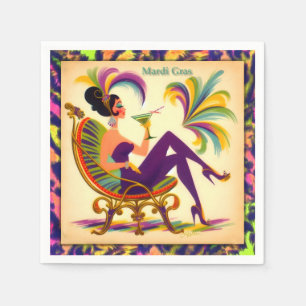 Guardanapo De Papel Mulher futurística do meio século Mardi Gras Marti