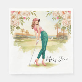 Guardanapo De Papel Mulher jogando golfe em campo de golfe