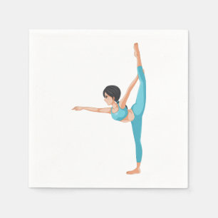 Guardanapo De Papel Mulher na Pose do Dançarino de Yoga Esticando