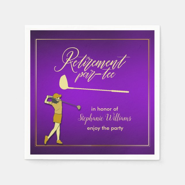 Guardanapo De Papel Mulher Ouro Púrpura Clássica do Partido Golfe de R (Frente)