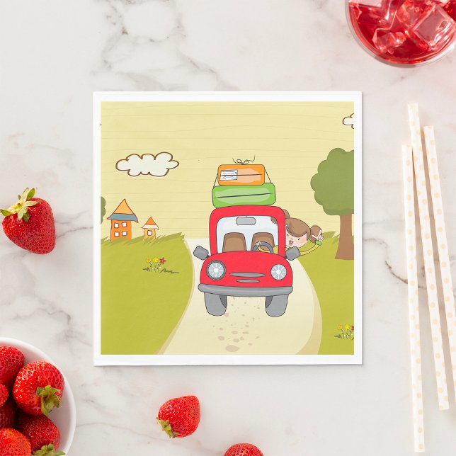 Guardanapo De Papel Mulher Viajando De Carro (Criador carregado)