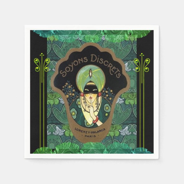 Guardanapo De Papel Mulher vintage mascarada art déco (Frente)