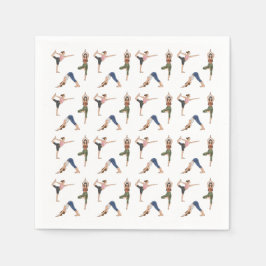 Guardanapo De Papel Mulheres em poses de yoga esticando padrão diverti