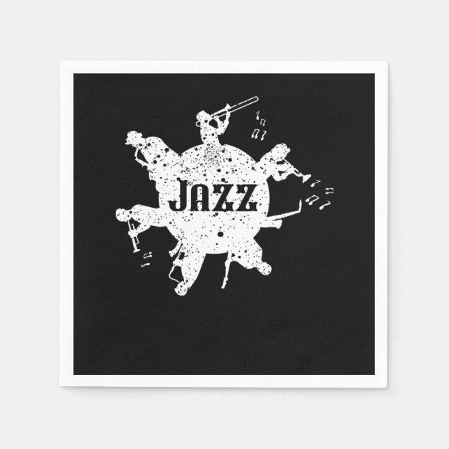 Guardanapo De Papel Mundo De Jazz Jogando Música Jazz Banda Oferece Pr (Frente)