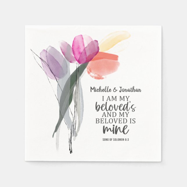 Guardanapo De Papel Música de Salomão 6:3 Eu sou o Casamento de Minha  (Frente)