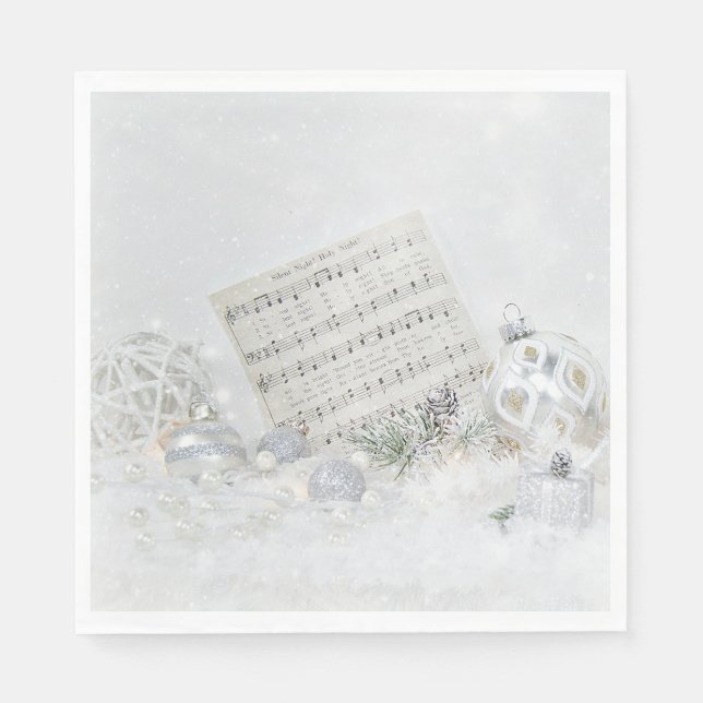 Guardanapo De Papel Música Noturna Silenciosa Em Flocos De Neve (Frente)