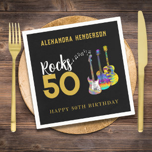 Guardanapo De Papel Música para Festa de 50 Anos de Guitarra Rocks 50