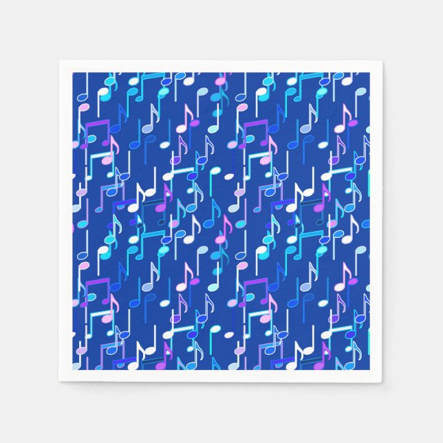Guardanapo De Papel Musical Notes impressão - indigo azul, multi (Frente)