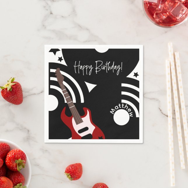 Guardanapo De Papel Musical Rock Star Electric Guitar Birthday (Insitu)