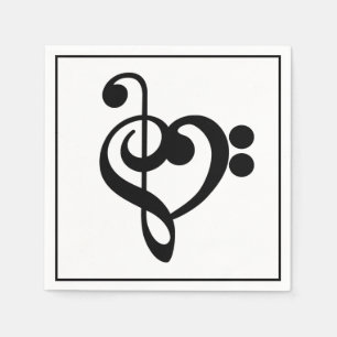 Guardanapo De Papel Músico Música Coração -Clave de Sol Fá