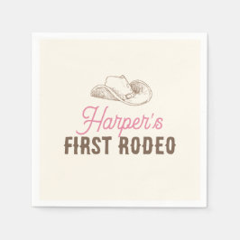 Guardanapo De Papel My First Rodeo Personalized Pink Cowgirl Birthday