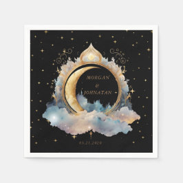 Guardanapo De Papel Mystical Celestial Dourada Casamento da Lua Napkin