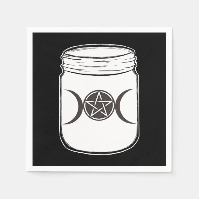 Guardanapo De Papel Mystical Magic Moons Mason Jar Halloween (Frente)