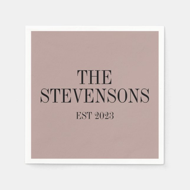 Guardanapo De Papel Na moda Classic Family Sobrenome Est Date Mauve (Frente)