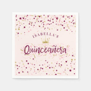 Guardanapo De Papel Na moda coram confetes Quinceañera de Borgonha &