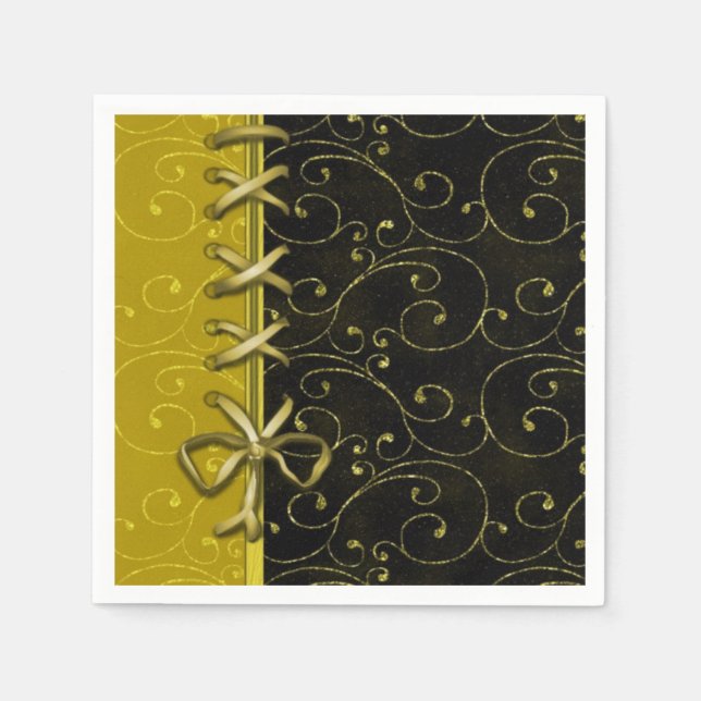 Guardanapo De Papel Na moda Dourado e Lacrado Negra (Frente)
