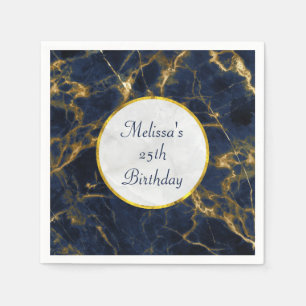 Guardanapo De Papel Na moda marinho Azul e Dourado Marble Moderno Aniv