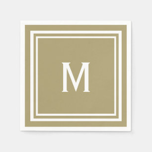 Guardanapo De Papel Na moda moderno Khaki Tan Monograma