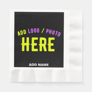 GUARDANAPO DE PAPEL NA MODA MODERNO PERSONALIZÁVEL NEGRO VERIFICADO CO
