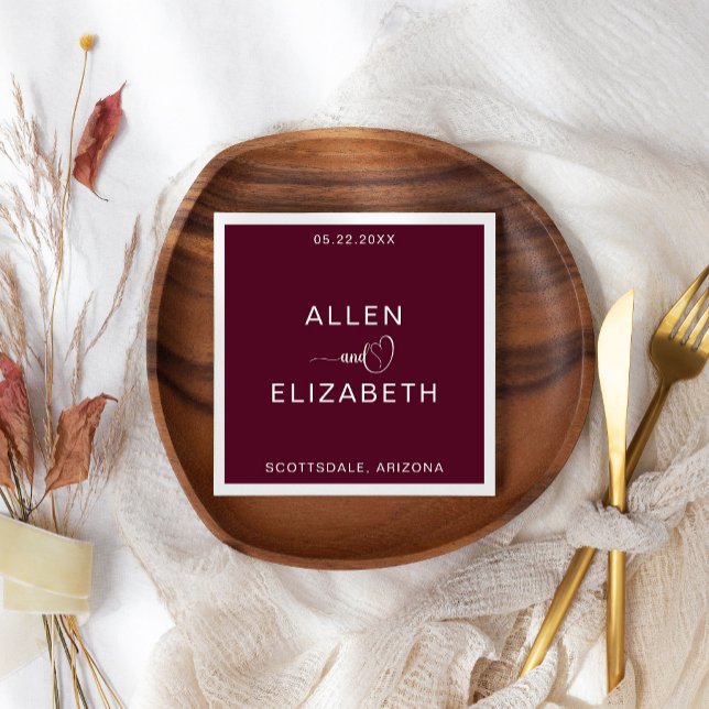 Guardanapo De Papel Na moda personalizado do Modern Burgundy (Criador carregado)