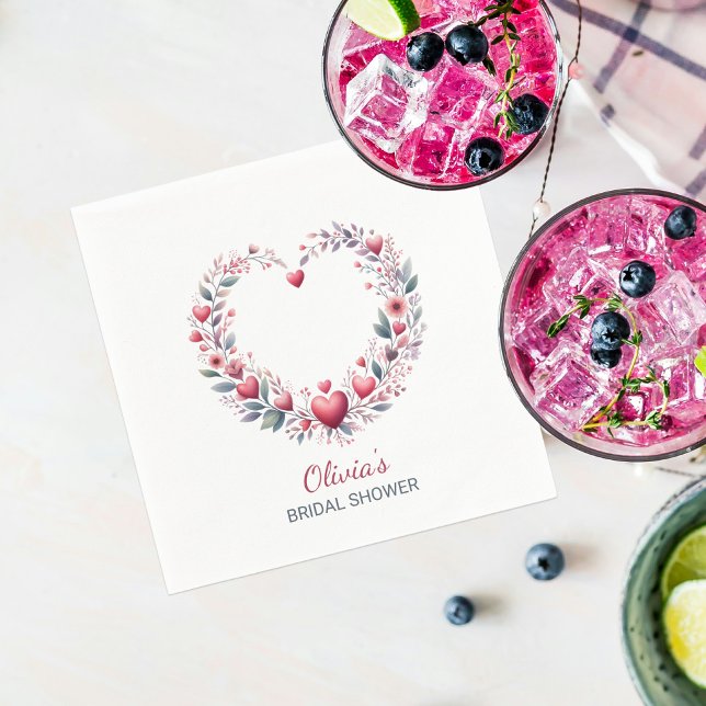 Guardanapo De Papel Na moda Red Floral Heart Chá de panela (Criador carregado)