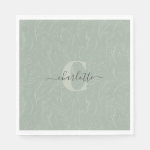 Guardanapo De Papel Na moda Rustic Sage Green Botanic Name