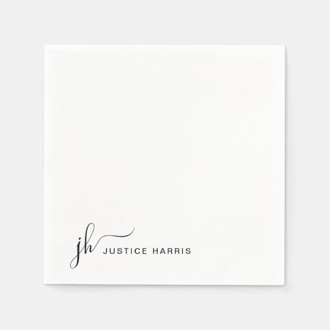 Guardanapo De Papel Na moda Script Monograma Moderno Professional (Frente)