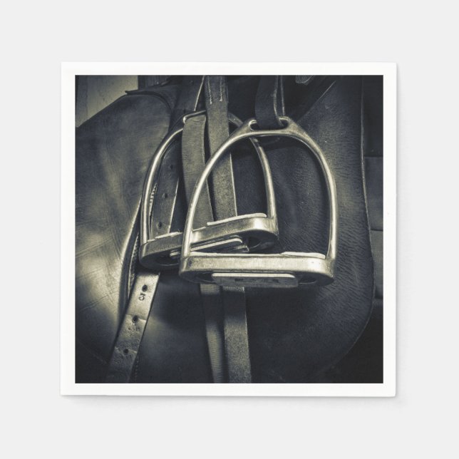 Guardanapo De Papel Na moda Silver Stirrups em Inglês Riding Saddle (Frente)