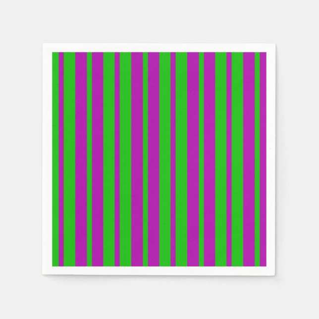 Guardanapo De Papel Na moda verde roxo Design de padrão de faixa (Frente)