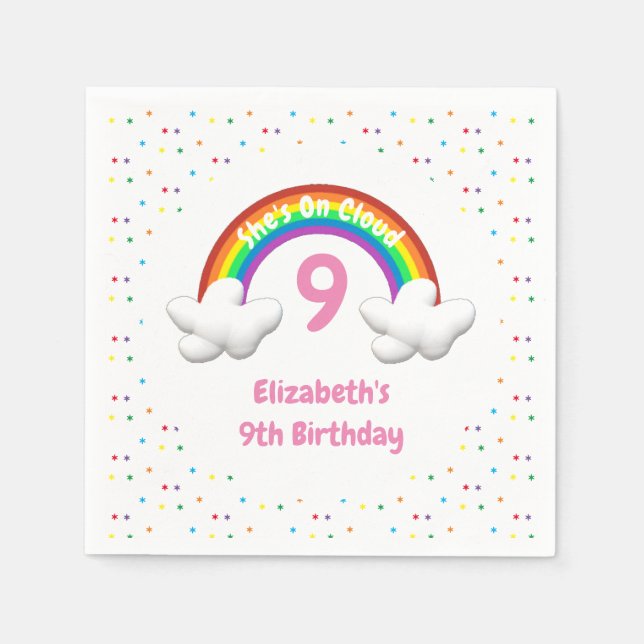Guardanapo De Papel Na Nuvem 9! Rainbow Birthday (Frente)