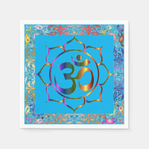 Guardanapo De Papel Namaste Om Lotus Rainbow Vintage Personalizado