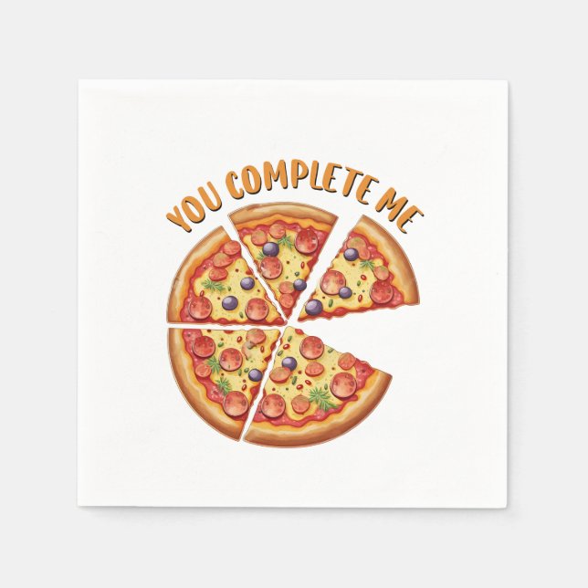 Guardanapo De Papel Namorados Gift Pizza Você Me Completou (Frente)