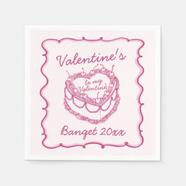 Guardanapo De Papel Namorados Retro-Coração Cor-de-Rosa, de Bolo de Ce