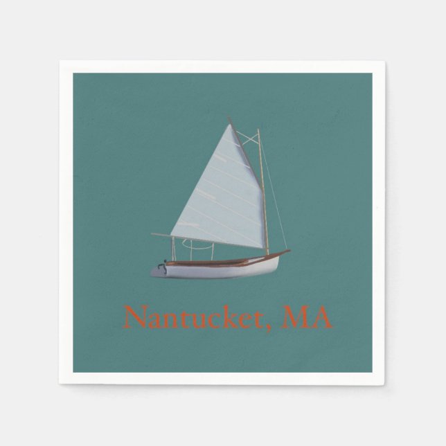 Guardanapo De Papel Nantucket Cat Boat. Barco de vela Napkins. (Frente)