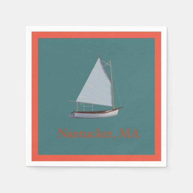 Guardanapo De Papel Nantucket Cat Boat. Barco de vela Napkins. (Frente)
