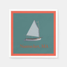 Nantucket Cat Boat. Barco de vela Napkins. Na