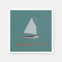 Nantucket Cat Boat. Barco de vela Napkins. Nap