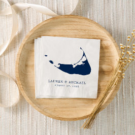 Guardanapo De Papel Nantucket Island Marinho Blue Map Weding