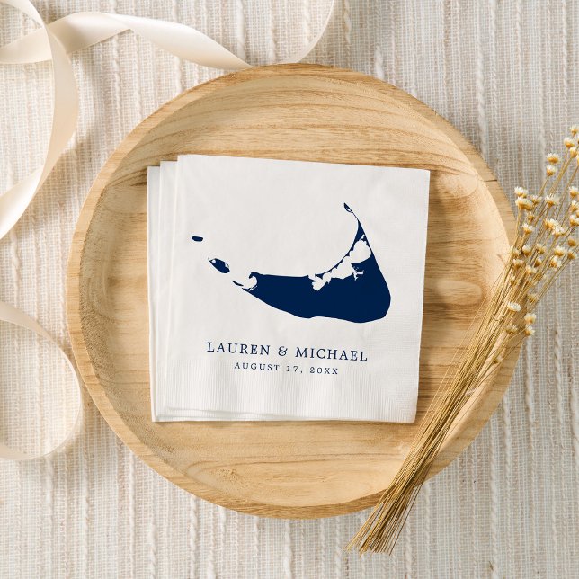 Guardanapo De Papel Nantucket Island Marinho Blue Map Weding (Criador carregado)