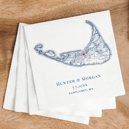 Guardanapo De Papel Nantucket MÃE Map Marinho Elegante Casamento Azul